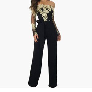 Emroidered Wide Leg Romper